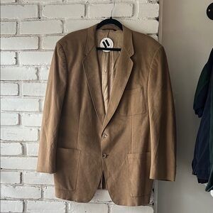 Men's Classic Tan Blazer - Casual Tailored Jacket oversized single breasted